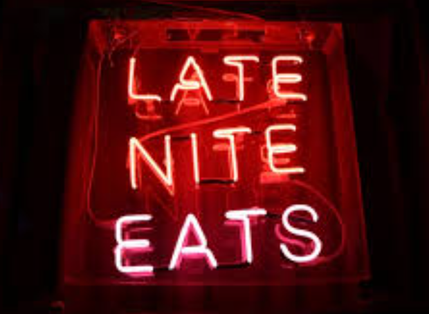 Late night eats neon sign
